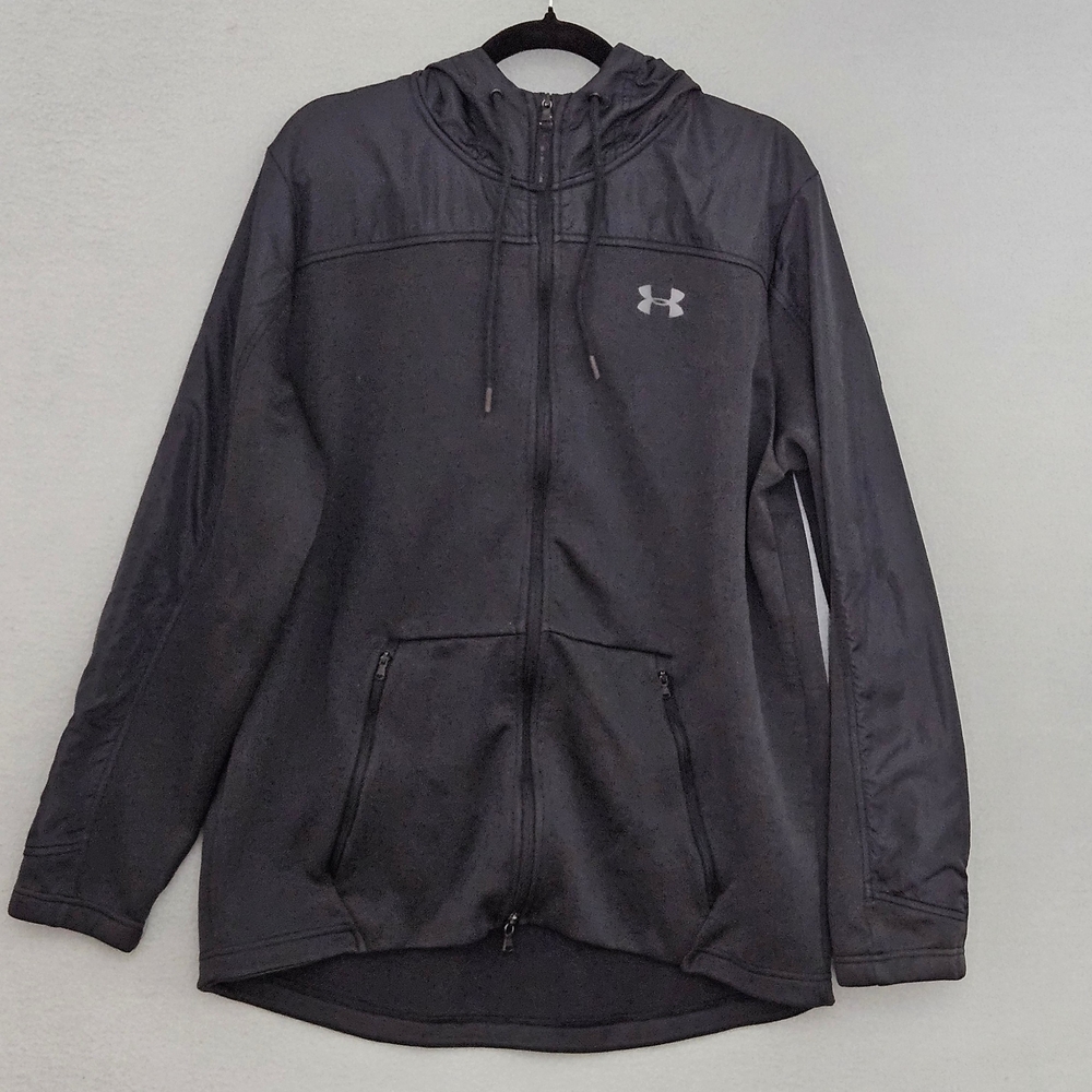 Under Armour Mens Black Zip-Up Hoodie Loose Fit Cool Gear XL